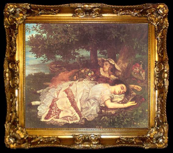 framed  Courbet, Gustave The Young Ladies on the Banks of the Seine (Summer), ta009-2